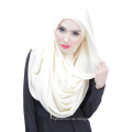 Sommer-Eleganz coole Dubai Volltonfarbe Chiffon muslimischen Hijab Cap und Schal twinset